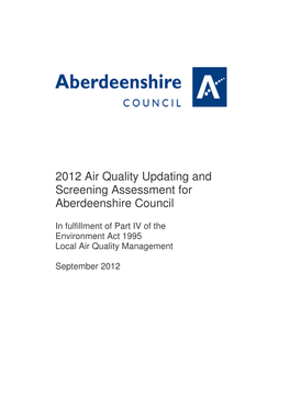 2012 Air Quality Updating and Screening Assessment for Aberdeenshire Council