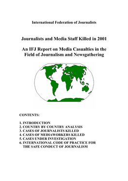 Journalists and Media Staff Killed 2001
