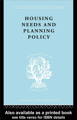 Housing Needs and Planning Policy