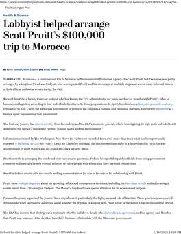 Richard Smotkin Helped Arrange Scott Pruitt?S $100,000 Trip to Morocco