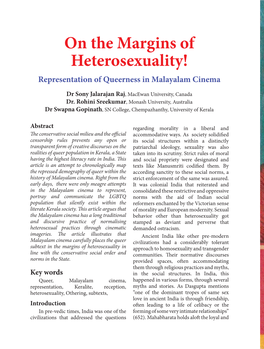 On the Margins of Heterosexuality! Representation of Queerness in Malayalam Cinema