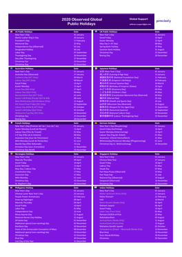 Global Holiday Schedule