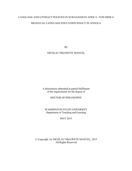 Language and Literacy Policies in Sub-Saharan Africa: Towards A