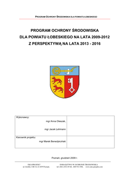 Program Ochrony Środowiska Dla Powiatu Łobeskiego Na Lata 2009-2012 Z Perspektyw Ą Na Lata 2013 - 2016