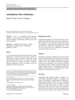 Ameloblastic Fibro–Odontoma