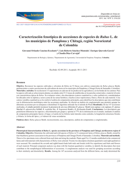 Caracterización Fenotípica De Accesiones De Especies De Rubus L