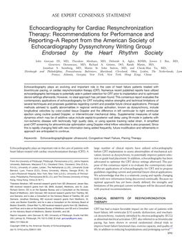 Echocardiography for Cardiac Resynchronization Therapy