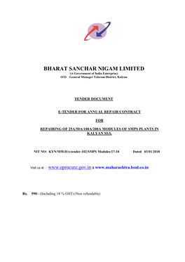 BHARAT SANCHAR NIGAM LIMITED (A Government of India Enterprise) O/O General Manager Telecom District, Kalyan