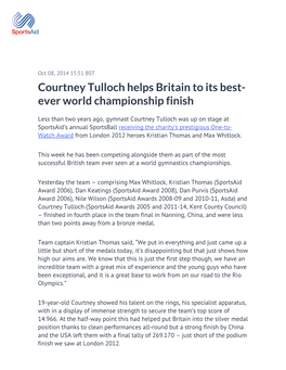 Courtney Tulloch Helps Britain to Its Best-Ever World
