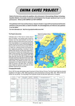 History of the China Caves Project