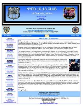 October. 2014 Charlotte NYPD 10-13 Club Newsletter-1