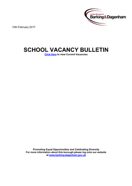 SCHOOL VACANCY BULLETIN Click Here to View Current Vacancies