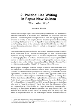 2. Political Life Writing in Papua New Guinea What, Who, Why?