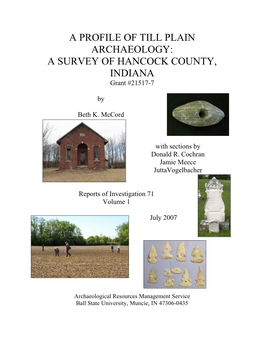 A SURVEY of HANCOCK COUNTY, INDIANA Grant #21517-7