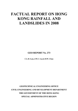 Factual Report on Hong Kong Rainfall and Landslides in 2008