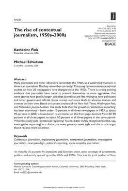 The Rise of Contextual Journalism, 1950S–2000S