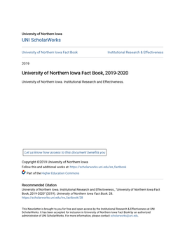 University of Northern Iowa Fact Book, 2019-2020