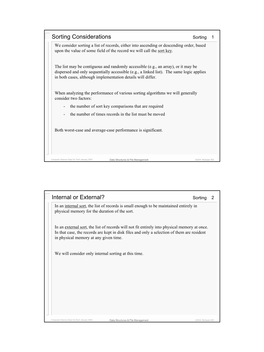 Sorting Considerations Internal Or External?