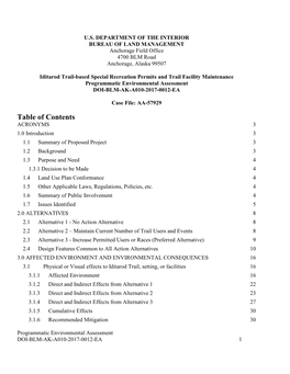 Iditarod Trail-Based Special Recreation Permits and Trail Facility Maintenance Programmatic Environmental Assessment DOI-BLM-AK-A010-2017-0012-EA