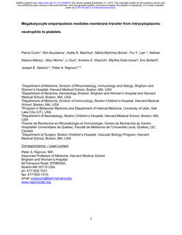 Megakaryocyte Emperipolesis Mediates Membrane Transfer from Intracytoplasmic