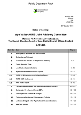 (Public Pack)Agenda Document for Wye Valley AONB Joint Advisory