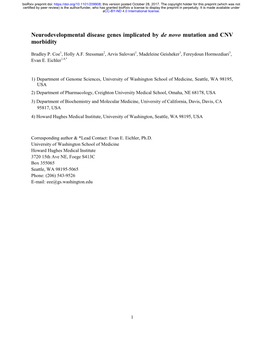 Neurodevelopmental Disease Genes Implicated by De Novo Mutation and CNV Morbidity