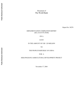 The World Bank Public Disclosure Authorized