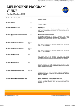 Melbourne Program Guide