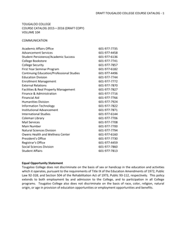 Draft Tougaloo College Course Catalog - 1