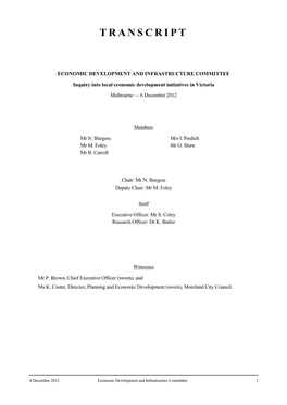 Economic Development and Infrastructure Committee