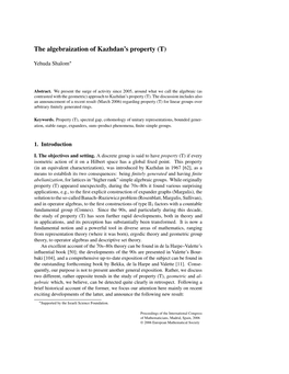 The Algebraization of Kazhdan's Property