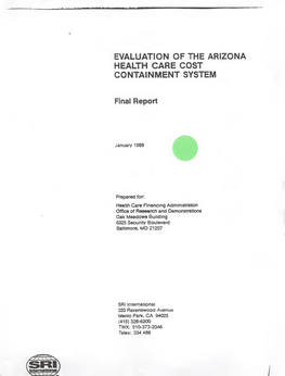 Evaluation of the Arizona Health Care Cost Containment System