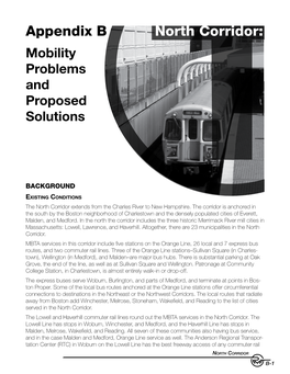 Appendix B North Corridor: Mobility Problems and Proposed Solutions