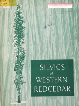 SILVICS of WESTERN REDCEDAR Botanical Range of Western Redcedar Misc