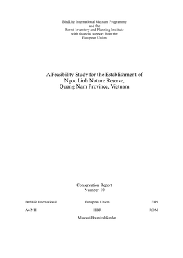 A Feasibility Study for the Establishment of Ngoc Linh Nature Reserve, Quang Nam Province, Vietnam