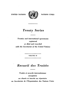 Treaty Series Recueil Des Traites