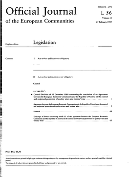 Official Journal L 56 Volume 32 of the European Communities 27 February 1989