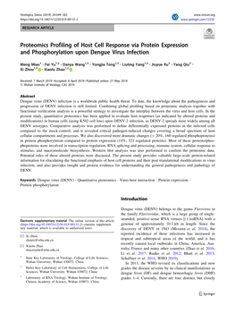 Proteomics Profiling of Host Cell Response Via Protein Expression and Phosphorylation Upon Dengue Virus Infection