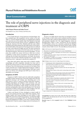 The Role of Peripheral Nerve Injections in the Diagnosis and Treatment Of