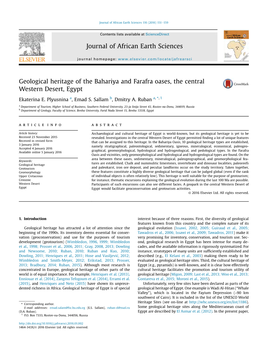 Geological Heritage of the Bahariya and Farafra Oases, the Central Western Desert, Egypt