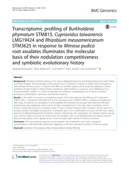 Transcriptomic Profiling of Burkholderia Phymatum STM815