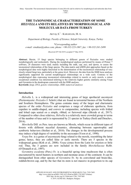 The Taxonomical Characterization of Some Helvella and Its Relatives by Morphological and Molecular Data from Turkey - 7395