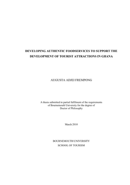 Developing Authentic Foodservices to Support the Development of Tourist Attractions in Ghana