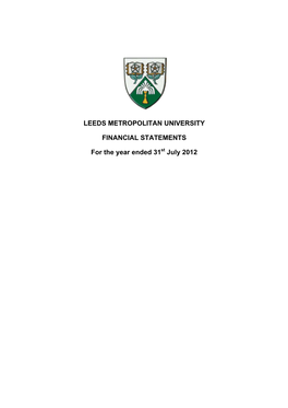 Leeds Metropolitan University Financial Statements Year Ended 31 July 2012