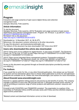 Evaluation and Usage Scenarios of Open Source Digital Library And