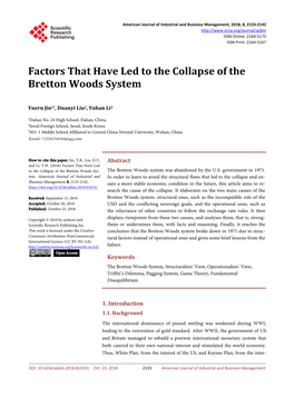 Factors That Have Led to the Collapse of the Bretton Woods System