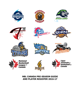 Nbl Canada Pre-Season Guide and Player Register 2016-17