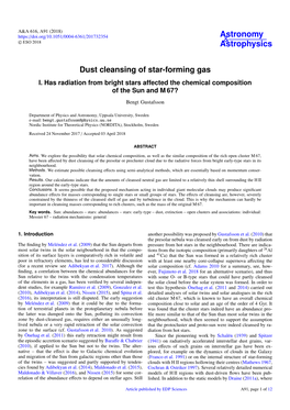 Dust Cleansing of Star-Forming Gas I