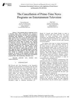 The Cancellation of Prime-Time News Programs on Entertainment Television