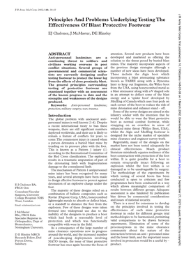 Principles and Problems Underlying Testing the Effectiveness of Blast Protective Footwear